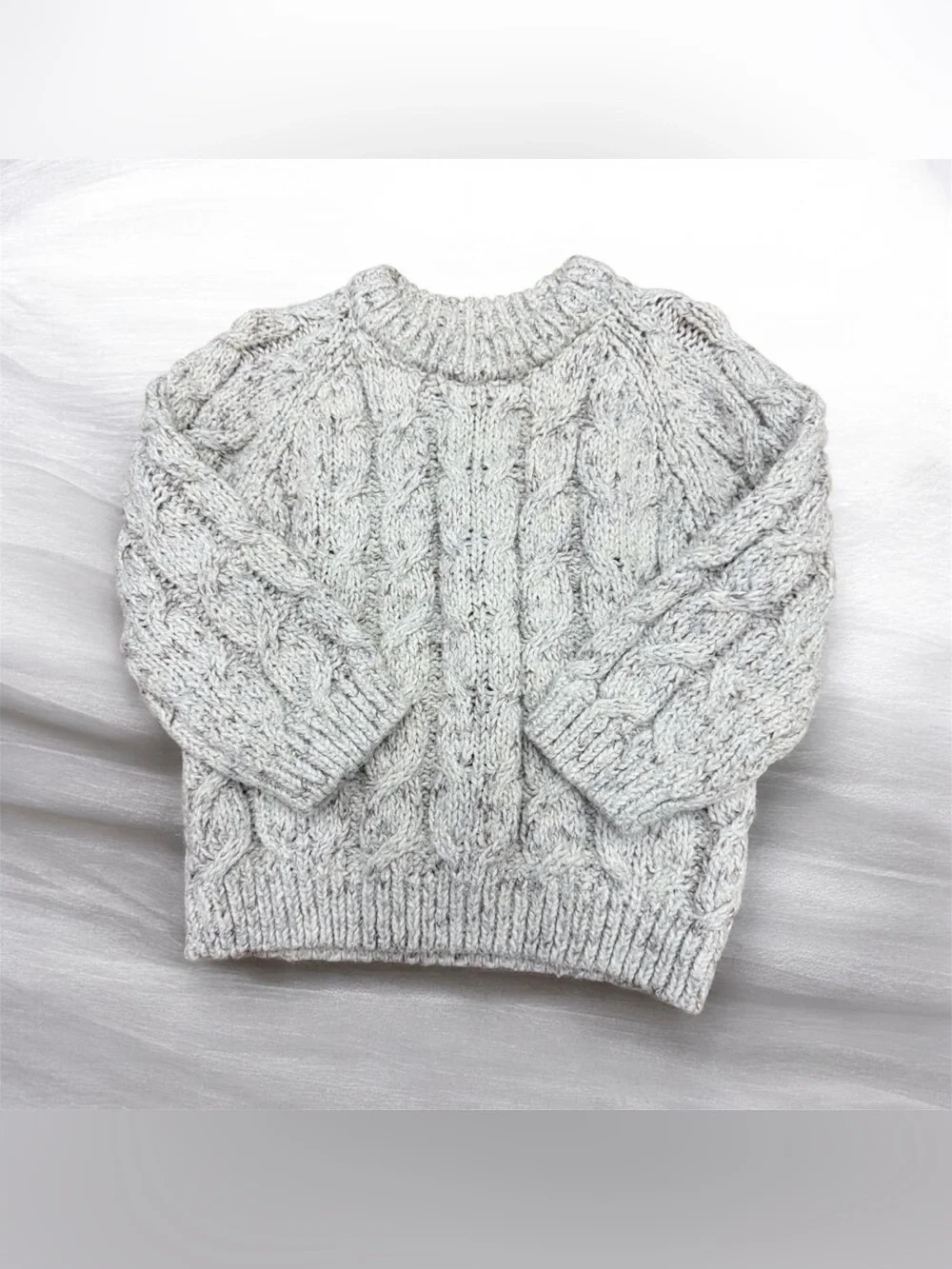 Zara Chunky Cable Knit Sweater - Light Heather Gray
